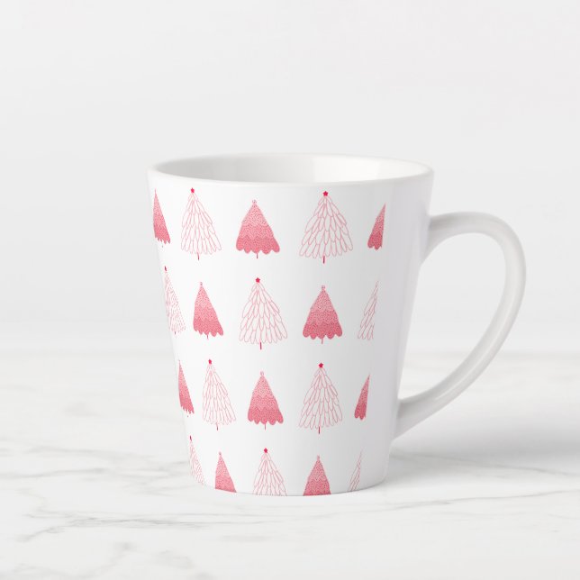 Caneca De Café Latte Árvores de Natal Rosa (Direita)
