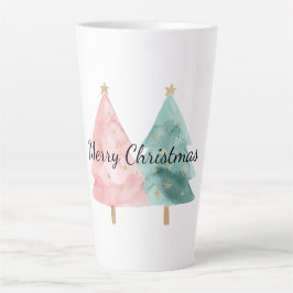 Caneca De Café Latte Árvores de Natal Verdes Rosa