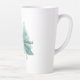 Caneca De Café Latte Árvores de Natal Verdes Rosa