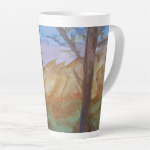 Caneca De Café Latte Árvores Sunset