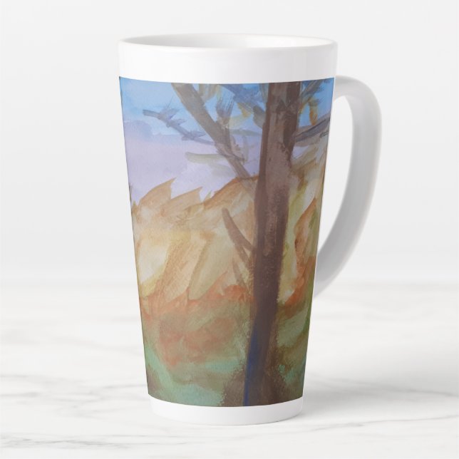 Caneca De Café Latte Árvores Sunset (Ângulo direito)