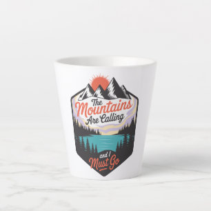 Caneca De Café Latte As Montanhas Estão Chamando - Aventura Da Natureza