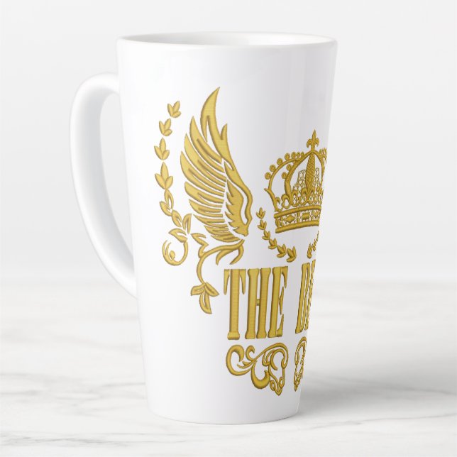 Caneca De Café Latte Asas Douradas Coroam Os Melhores (Ângulo esquerdo)