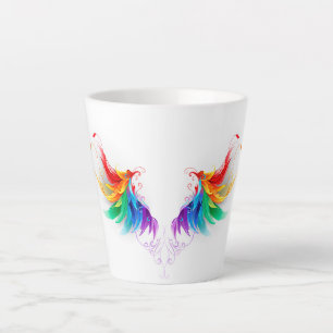 Caneca De Café Latte Asas Fluffy Rainbow