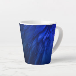 Caneca De Café Latte Asas Místicas com Penas Azuis Profundas