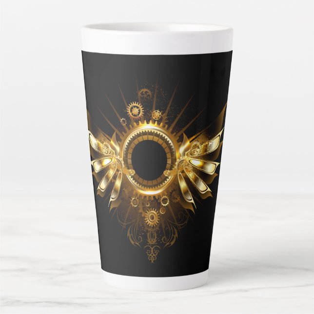 Caneca De Café Latte Asas steampunk (Frente)