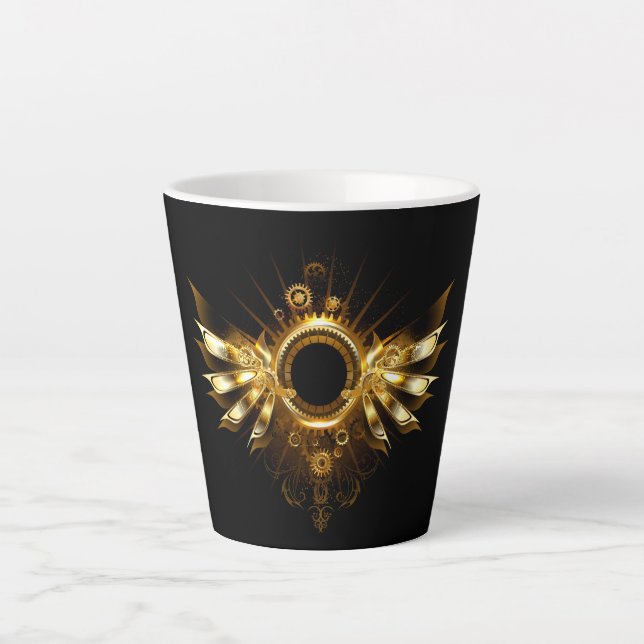 Caneca De Café Latte Asas steampunk (Frente)