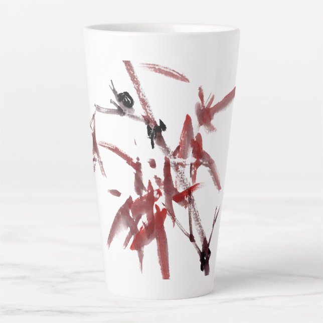 Caneca De Café Latte Asiatische Kunst mit Schnecke und Rotem Bambus (Frente)