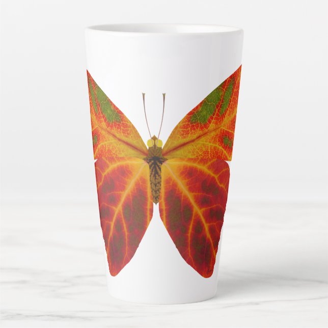 Caneca De Café Latte Aspen Leaf Butterfly 2 (Frente)