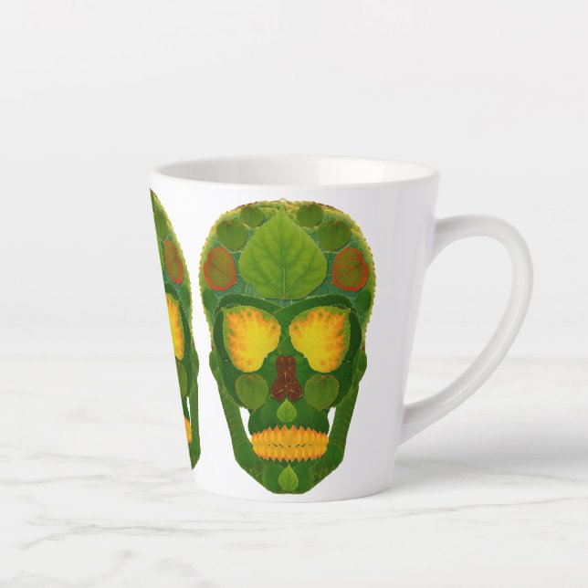 Caneca De Café Latte Aspen Leaf Skull 9 (Direita)