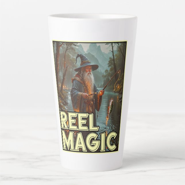 Caneca De Café Latte Assistente de pesca Whimsic (Frente)