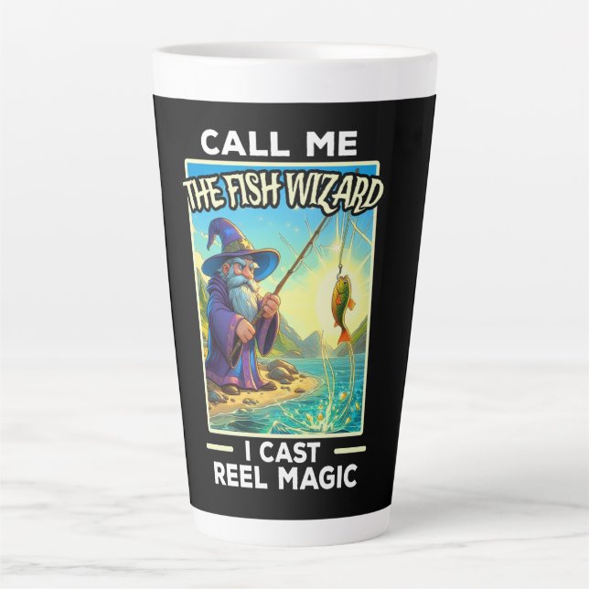 Caneca De Café Latte Assistente de pesca Whimsic (Frente)
