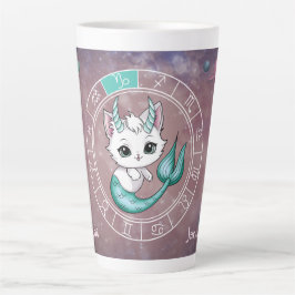 Caneca De Café Latte Astrologia do Planeta de Rodas Cute do Capricórnio