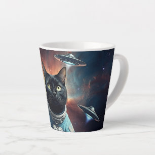 Caneca De Café Latte Astronauta de Gatos Galácticos