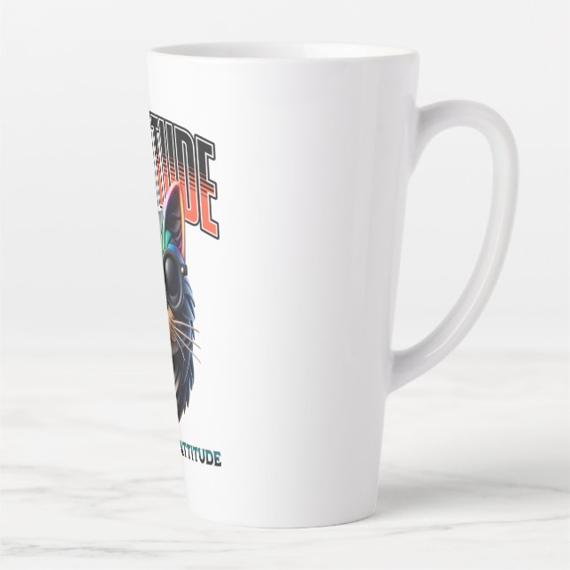 Caneca De Café Latte Atitude de Gato de Rua – Kitty Sarcástico Engraçad (Direita)