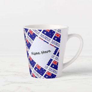 Caneca De Café Latte Austrália Bandeira.Australiana Pavimentada Persona
