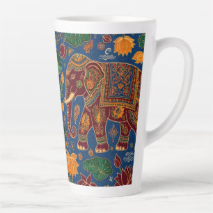 Caneca De Café Latte Autêntico Elefante Real Batik de Ceilão - Sri Lank