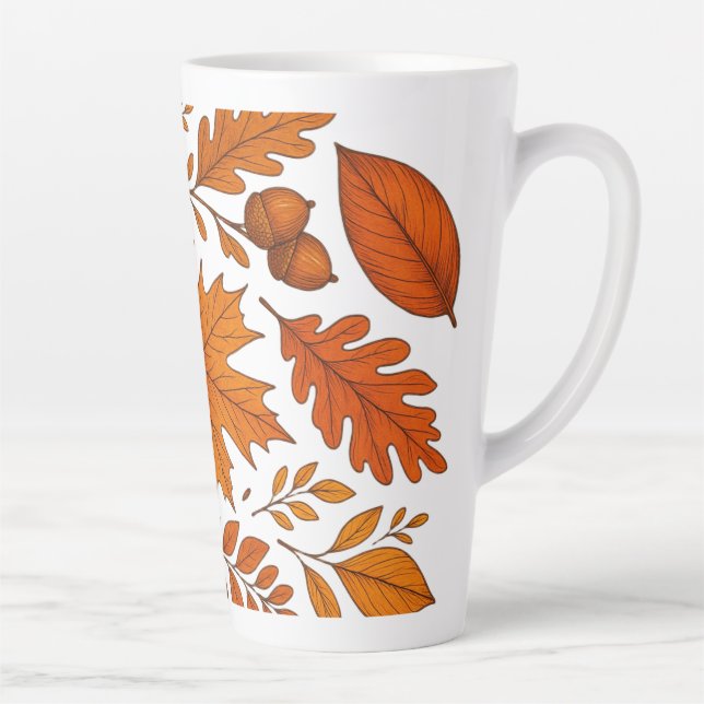Caneca De Café Latte Autumn Botanic - Folhas de outono (Direita)