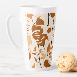 Caneca De Café Latte Autumn Botanical Leaves Minimalist Mug