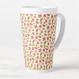 Caneca De Café Latte Autumn Leaves Colorful Pattern