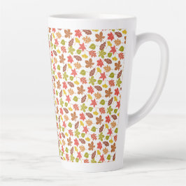 Caneca De Café Latte Autumn Leaves Colorful Pattern