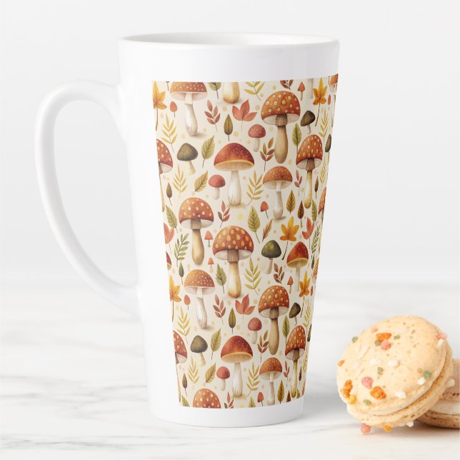 Caneca De Café Latte Autumn Mushrooms (In Situ)