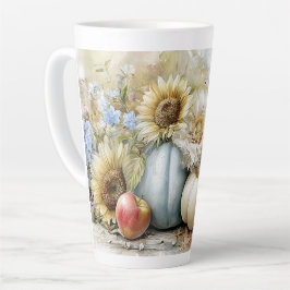 Caneca De Café Latte Autumn Pumpkin Floral