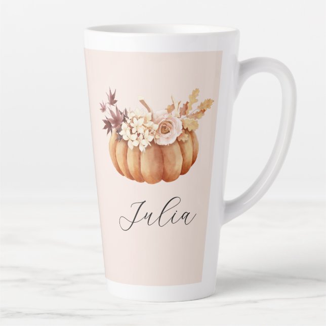 Caneca De Café Latte Autumn Pumpkin Latte | Cozy Rustic deu-lhe present (Direita)