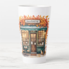 Caneca De Café Latte Autumn Reads Café Tasses — Fall Bookstore