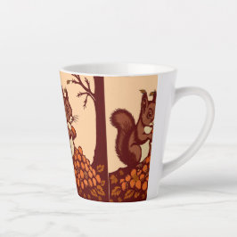 Caneca De Café Latte 🐿️ Autumn Squirrel Latte Mug