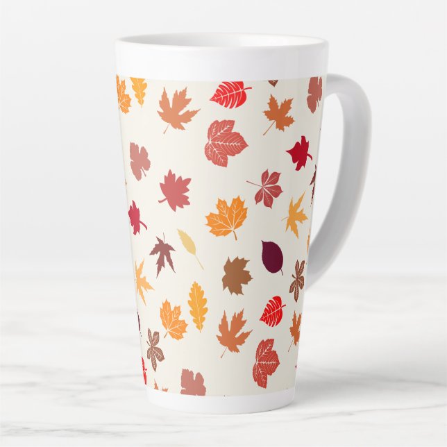 Caneca De Café Latte Autumn Vibes Cai Folhas (Ângulo direito)