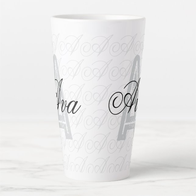 Caneca De Café Latte Ava Custom Name  Black White Tumbler (Frente)