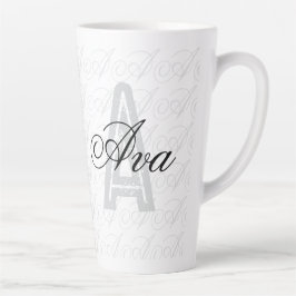 Caneca De Café Latte Ava Custom Name Black White Tumbler