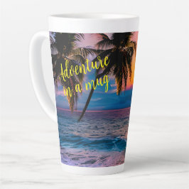 Caneca De Café Latte Aventura Personalizada Da Praia Sunset Em Uma Cane