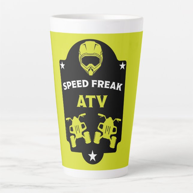 Caneca De Café Latte Aventuras no Quad Atv (Frente)