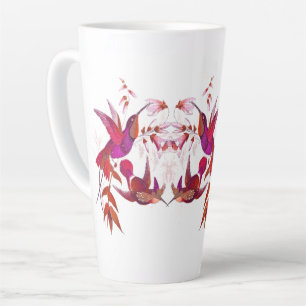 Caneca De Café Latte Aves de Capoeira Flores Vida Selvagem Latte Mug