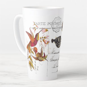 Caneca De Café Latte Aves De Capoeira Que Voam Ephemera Latte
