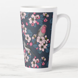 Caneca De Café Latte Aves e Blossomas