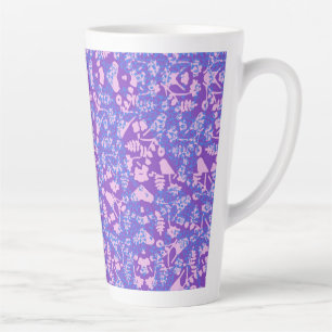 Caneca De Café Latte Aves E Flores