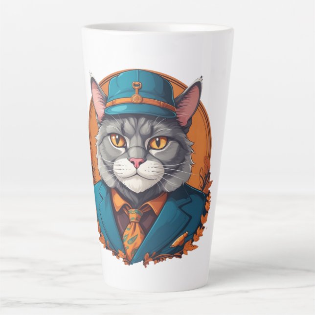 Caneca De Café Latte Avô Cat Latte Mug (Frente)