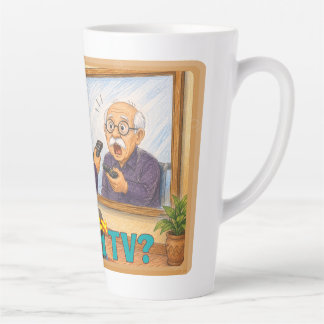 Caneca De Café Latte Avô Engraçado Confundindo Espelho com TV Desenho
