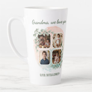 Caneca De Café Latte Avó nós te amamos 6 Colagem de Fotos Eucalipto