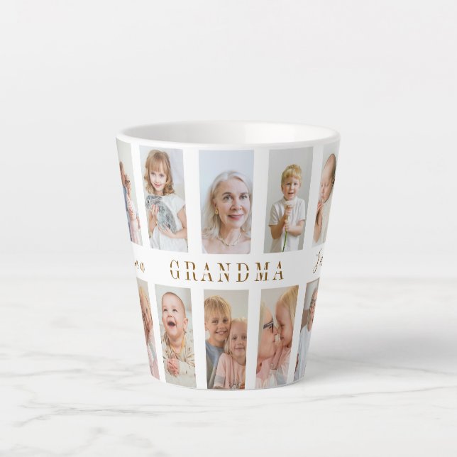 Caneca De Café Latte Avó Personalizada Latte Mug | Fotos personalizadas (Frente)