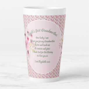 Caneca De Café Latte Avó Poem Flores Rosa Chamadas Presentes