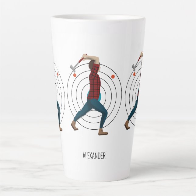 Caneca De Café Latte Ax Throwing (Frente)