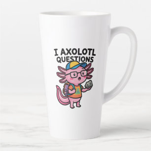 Caneca De Café Latte Axolote Nerd Sarcástico Eu Faço Perguntas de Axolo