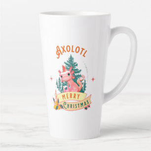 Caneca De Café Latte Axolotl Feliz Natal Chapéu de Papai Noel Fofo