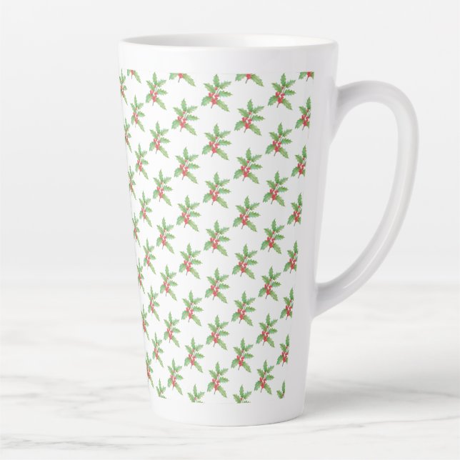Caneca De Café Latte Azevinho Natal (Direita)