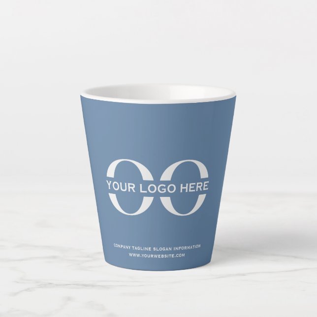 Caneca De Café Latte Azul do logotipo da empresa empresarial (Frente)