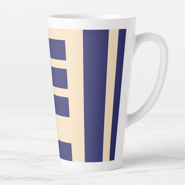 Caneca De Café Latte Azul Escuro + Listras de Creme (Direita)